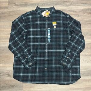 Carhartt 3XL Tall Flannel Gray Blue Button Down Relaxed Fit Rugged Flex NWT